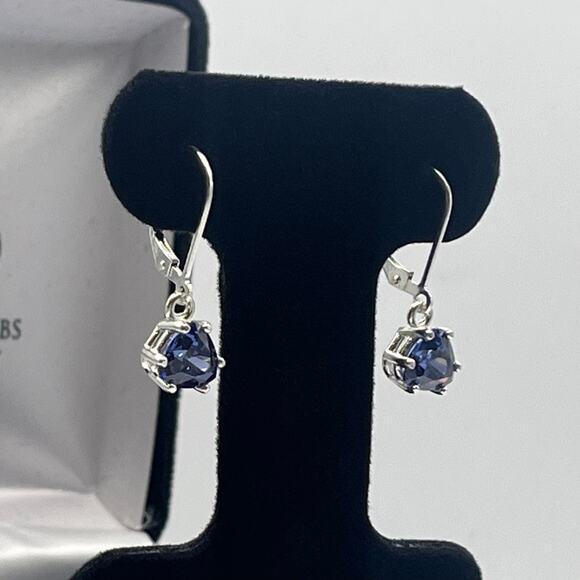 Beautiful 2.5ctw Trillion Cut Tanzanite Earrings in Sterling Silver - Picture 3 of 8